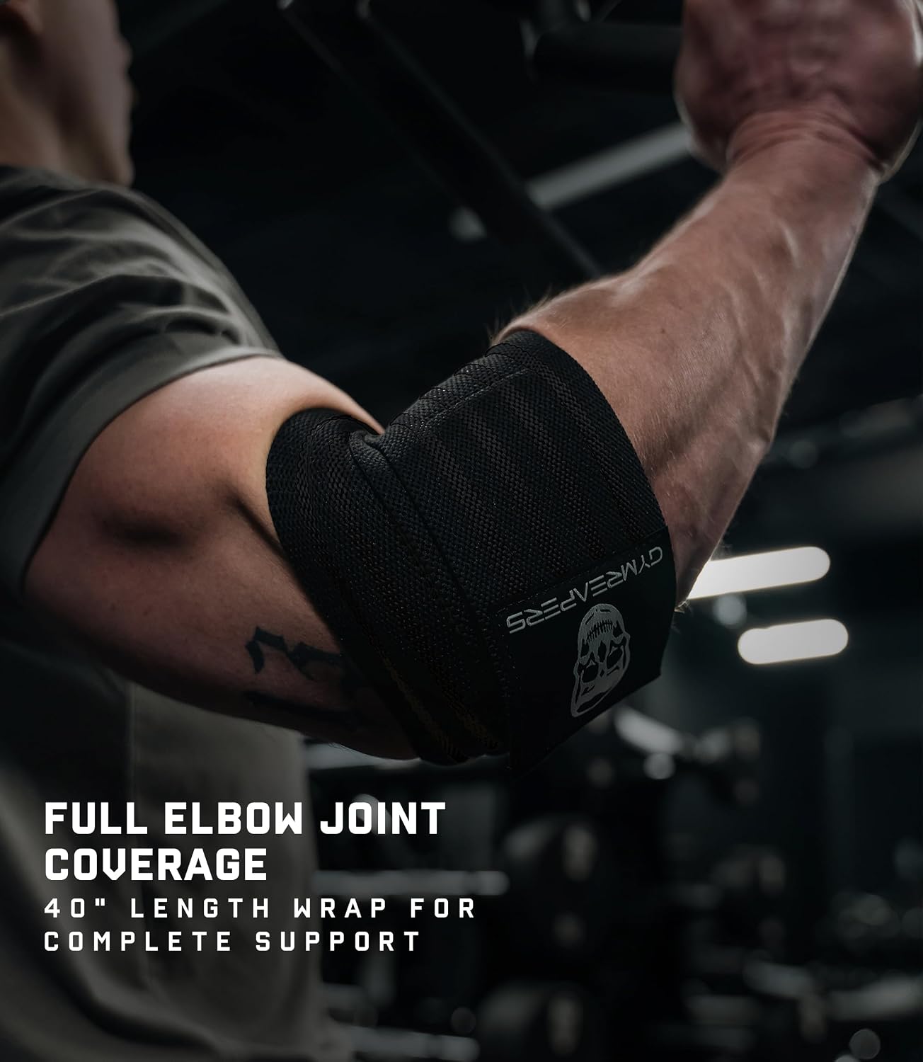 Gymreapers Weightlifting Elbow Wraps (1 Pair) - Flexible 40'' Elbow Compression Strap & Joint Support Brace - for Bench Press, Powerlifting, and Pressing - Image 7