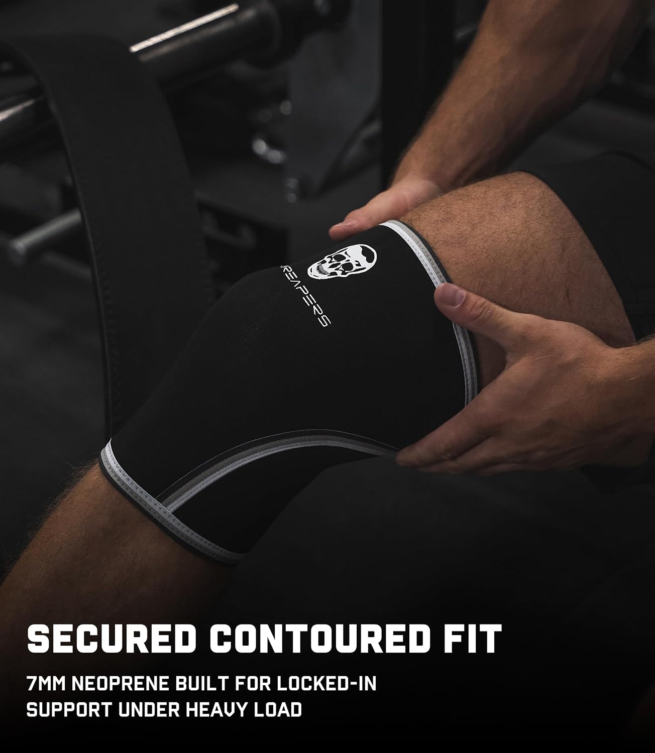Knee Sleeves (1 Pair) Gym Bag - Knee Sleeve & Compression Brace for Squats, Weightlifting, Fitness, and Powerlifting - Gymreapers 7MM Sleeve Pair - For Men & Women - 1 Year Warranty B/W X-Large - Image 6