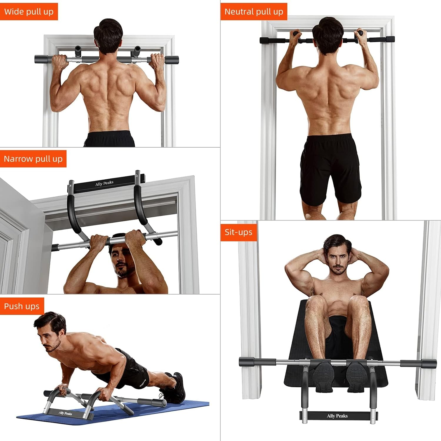 Ally Peaks Pull Up Bar for Doorway,Multiple Levels Width Adjustable Pull Up Bar Accurately Match Wide and Narrow doorframe,Indoor Chin-Up Bar Workout Bar,USA Original Patent - Image 7