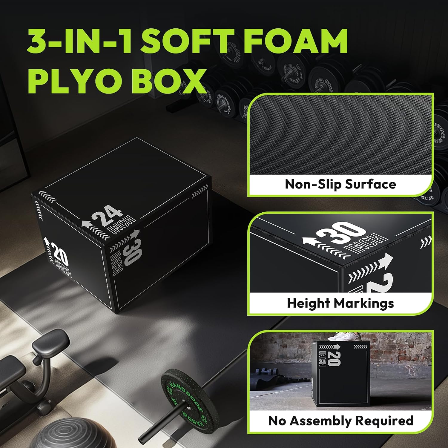 HANDBODE 3-in-1 Plyometric Jump Box, Multiple Height Options - Image 4