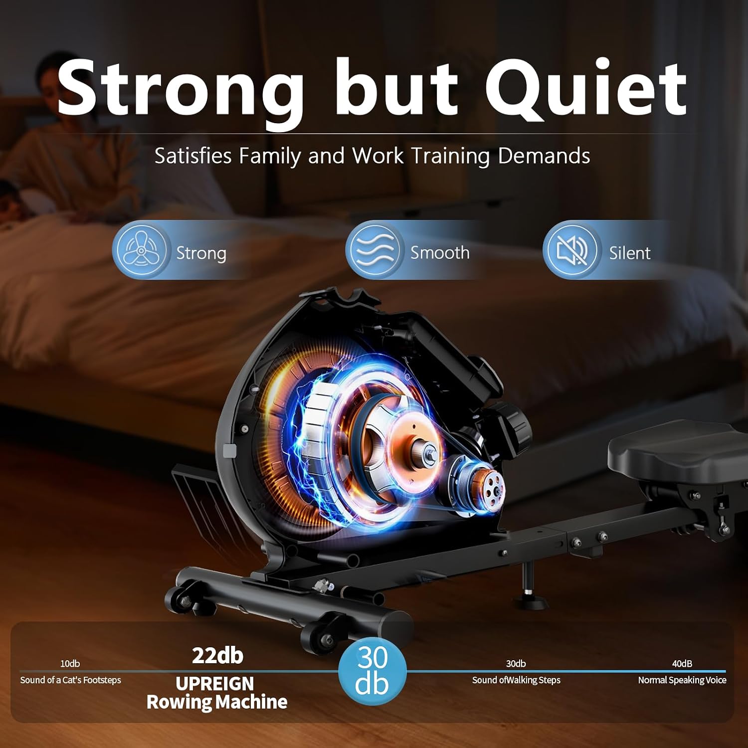 Magnetic Rowing Machine for Home | Adjustable 8-Speed Booster | Burn Fat & Sculpt Muscles | Supports Up to 265 LBS | Phone/Tablet-Ready Design - Image 2