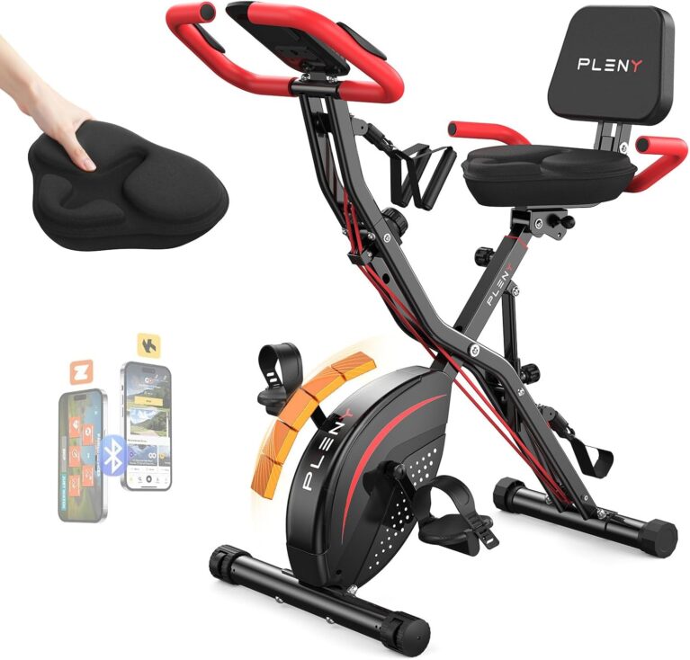PLENY Folding Exercise Bike, 5 IN 1 Indoor Stationary Bikes for Home