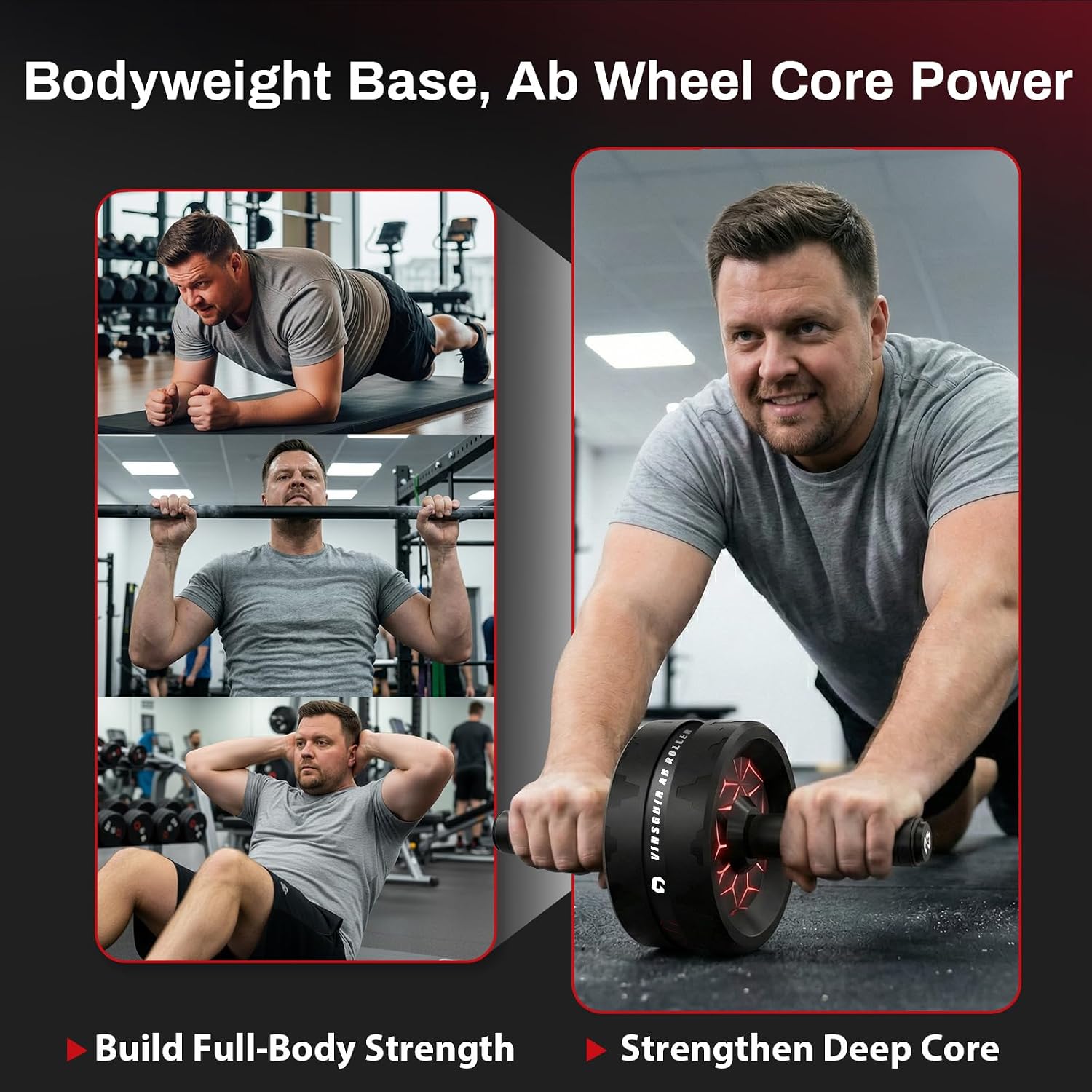 VINSGUIR Ab Roller Wheel, Abs & Core Workout Equipment for Home Gym with Knee Pad Accessories, Abdominal Wheel for Full-body Strength Training - Image 6