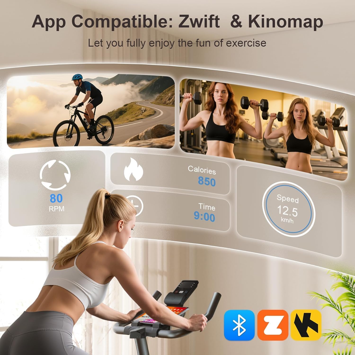 Wenoker Magnetic Exercise Bike for Home – Adjustable Silent Spin Bike with 350lb Capacity, APP Connectivity, LCD Monitor & Device Holder – Indoor Cycling Bike for Cardio & Weight Loss - Image 2
