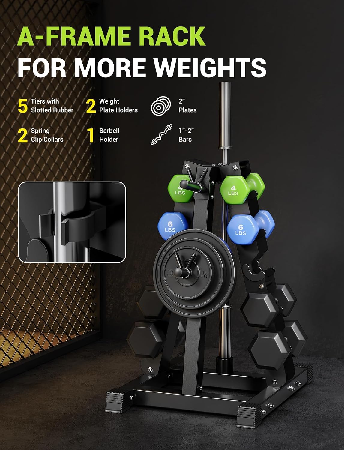 YOLEO Dumbbell Rack - 3 Tier & 5 Tier Compact Weight Rack for Dumbbell, Kettlebell, Barbell, Heavy Duty Weight Storage Organizer, Space-Saving Dumbbell Storage Stand Holder for Home Gym - 1100LBS Capacity (Rack Only) (MAX, Rectangular Frame) - Image 3