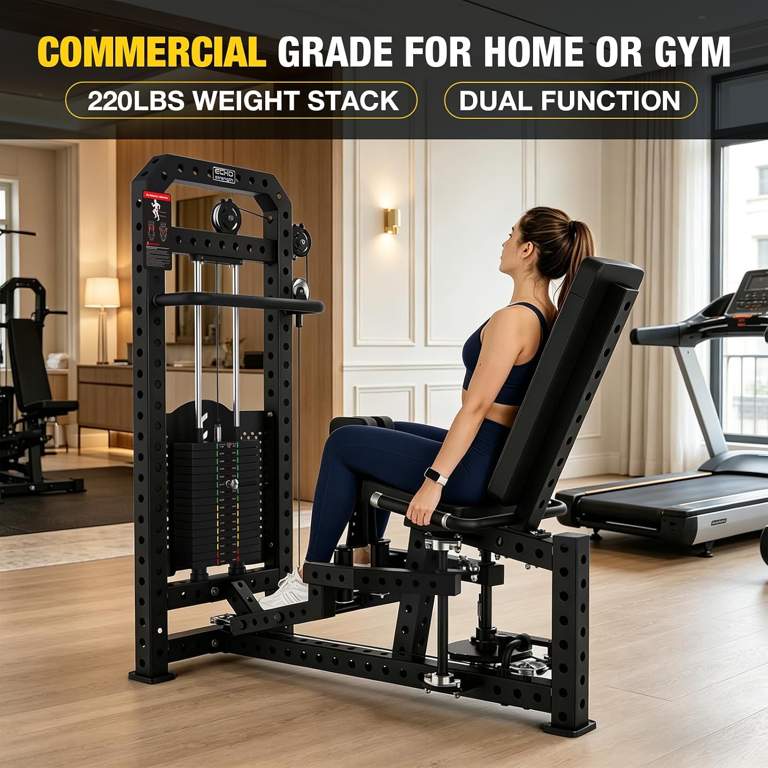 Commercial Hip Adduction Abduction Machine, Inner & Outer Thigh Exercise Equipment with Adjustable Weight Stack, Commercial Grade Home Gym Fitness Machine for Glutes, Hips & Leg Strength Training - Image 2