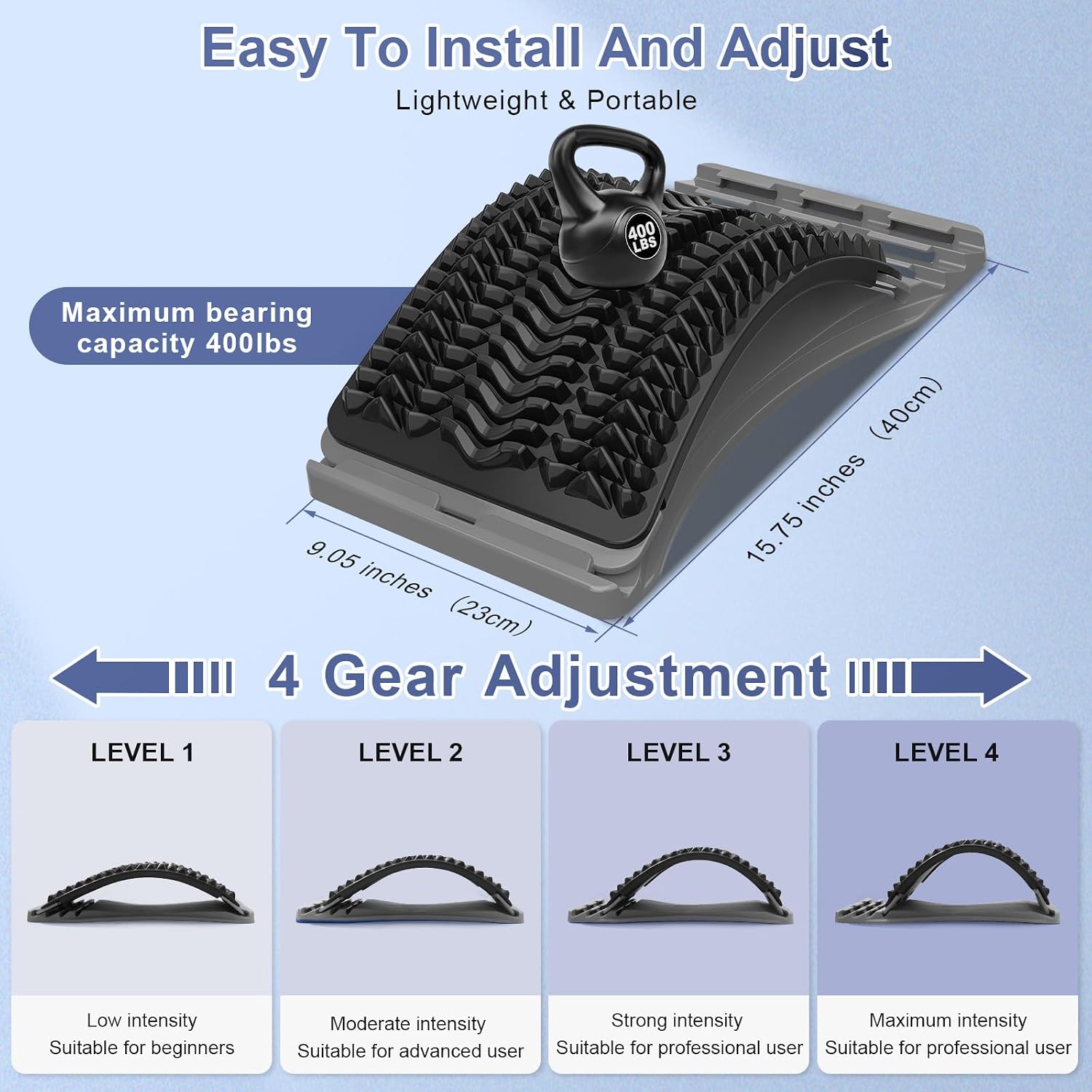 MINOLL Back Stretcher for Lower Back Pain Relief, Multiple Level Adjustable Arch Lumbar Back Cracker Board, Back Cracking Device, Back Massager for Scoliosis, Spine Decompression Support - Image 6