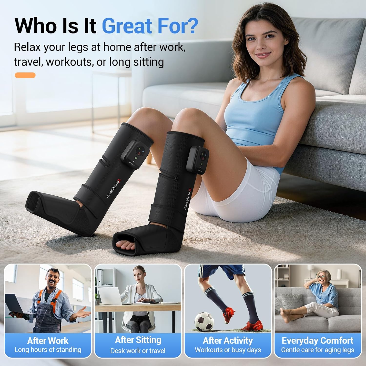 Comfytemp Air Compression Leg Massager, Foot and Calf Compression Boots - Image 6