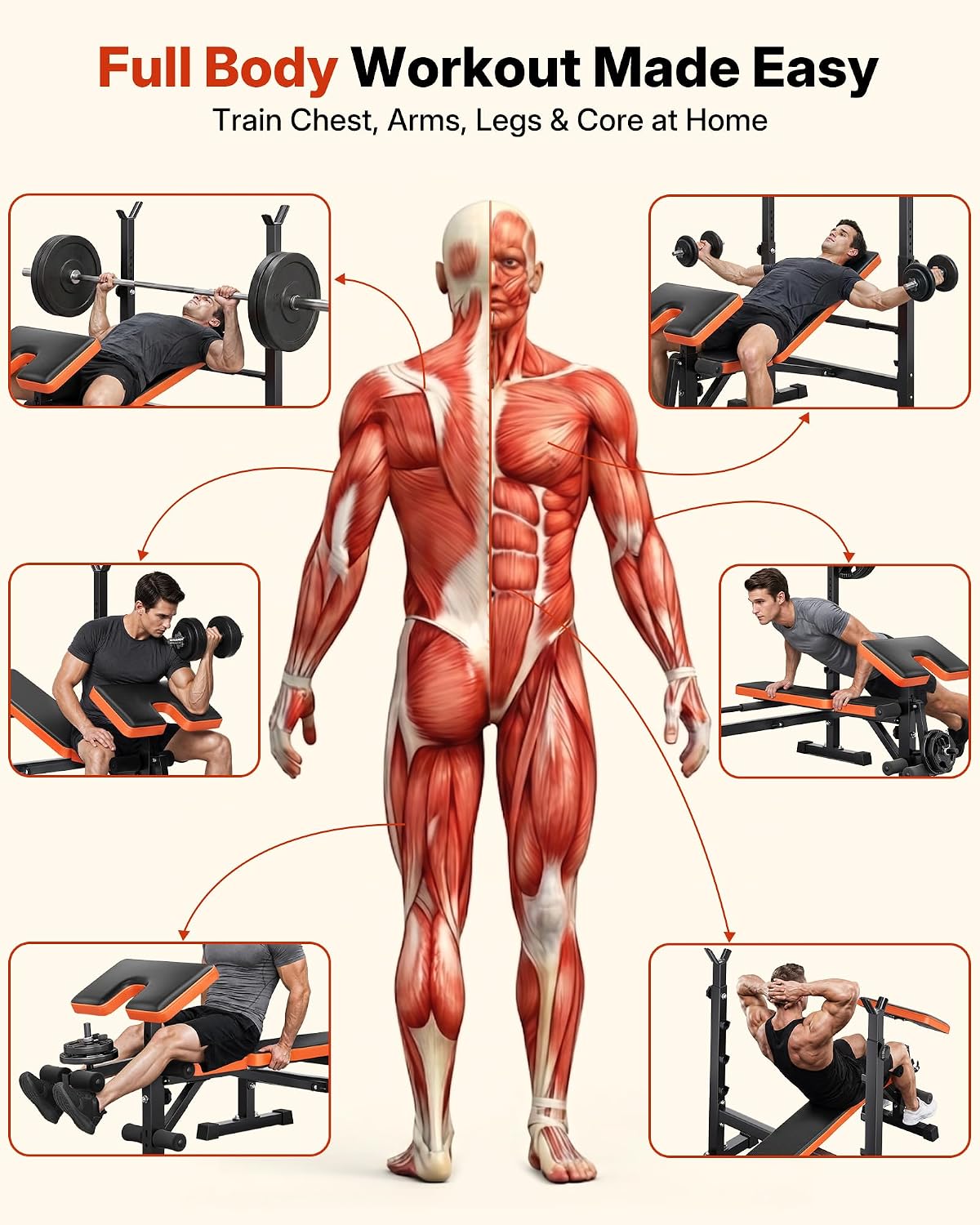 YOLEO 880-1980LBS ASTM-Certified All in One Weight Bench Set Home Strength - Image 4