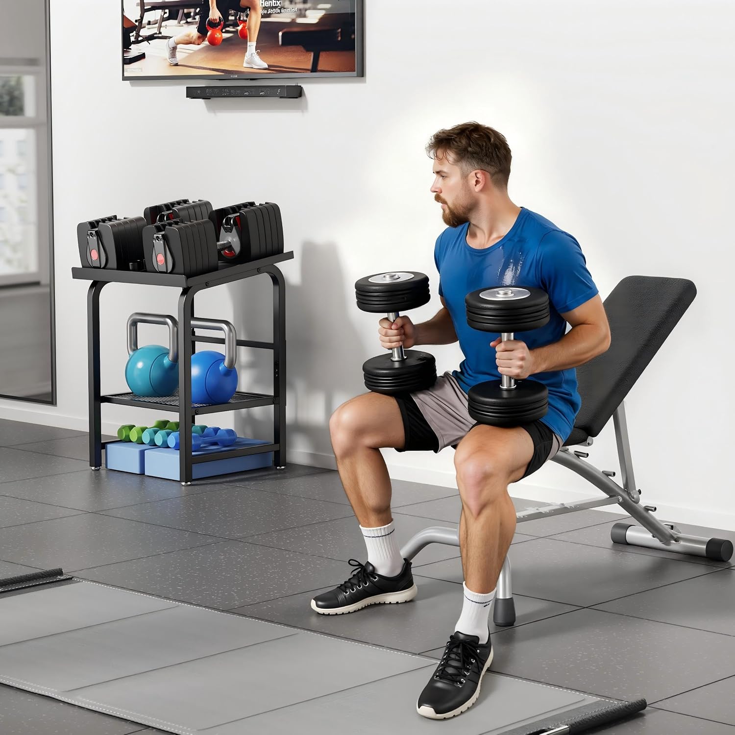 Dumbbell Rack Only Weight Stand Fits For Adjustable Weight 500lbs Load up Heavy Duty Kettlebell Stand for Home Gym(No Dumbbell, Rack Only) - Image 6