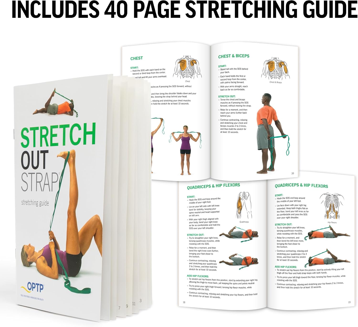 OPTP The Original Stretch Out Strap with Exercise Book, USA-Made Yoga Strap - Image 6