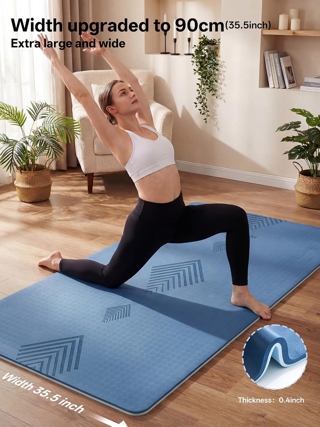 EaseUp Large Yoga Mat 73x35.5x0.4",10mm Thick Non-Slip for Home Workout - Image 6