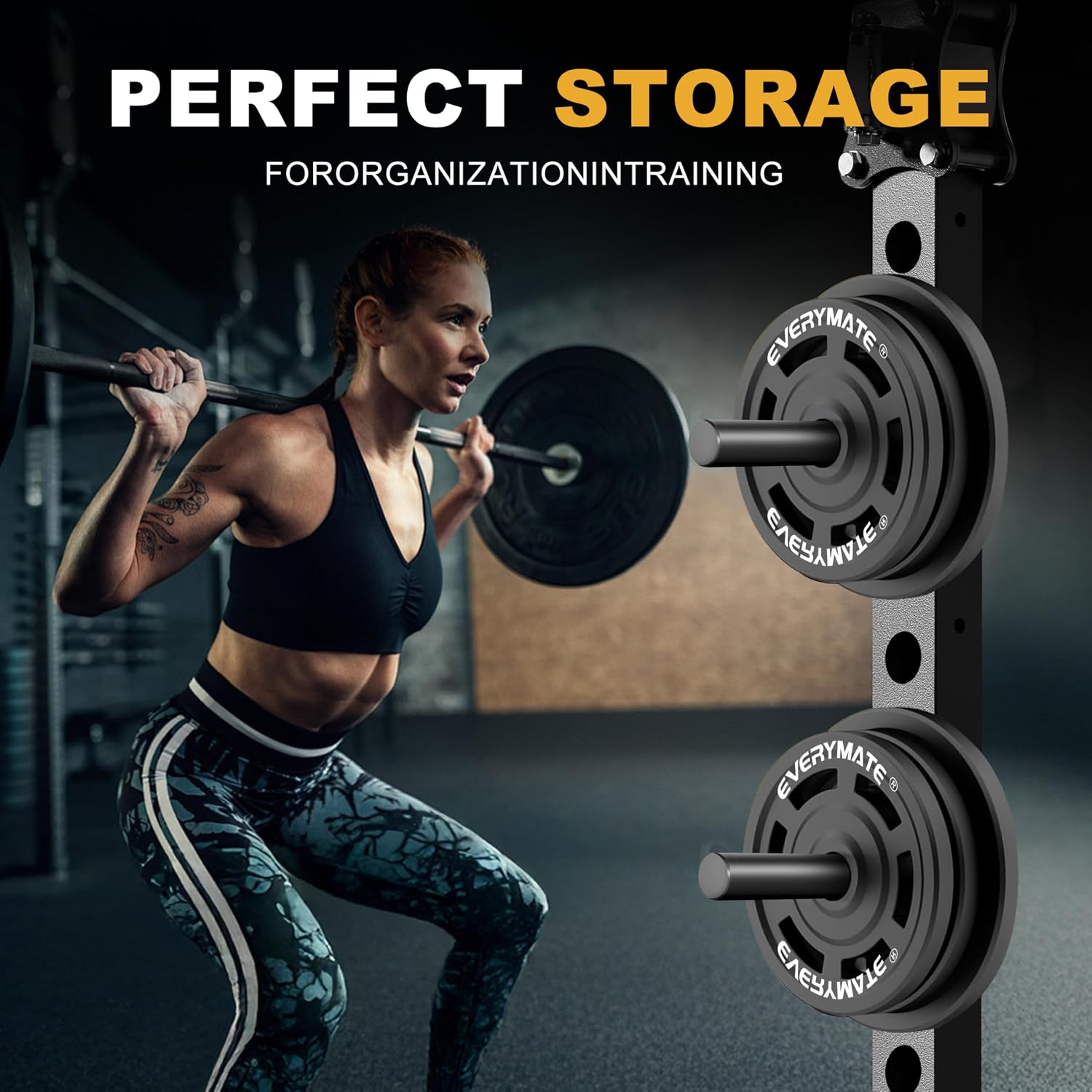 EVERYMATE Weight Plate Holder Power Rack Attachment 2 Inch Olympic Plate Storage Power Squat Rack Holder Weight Plates for 2x2 3x3 2x3 Power Cage Accessories Weight Plate Rack - Image 5