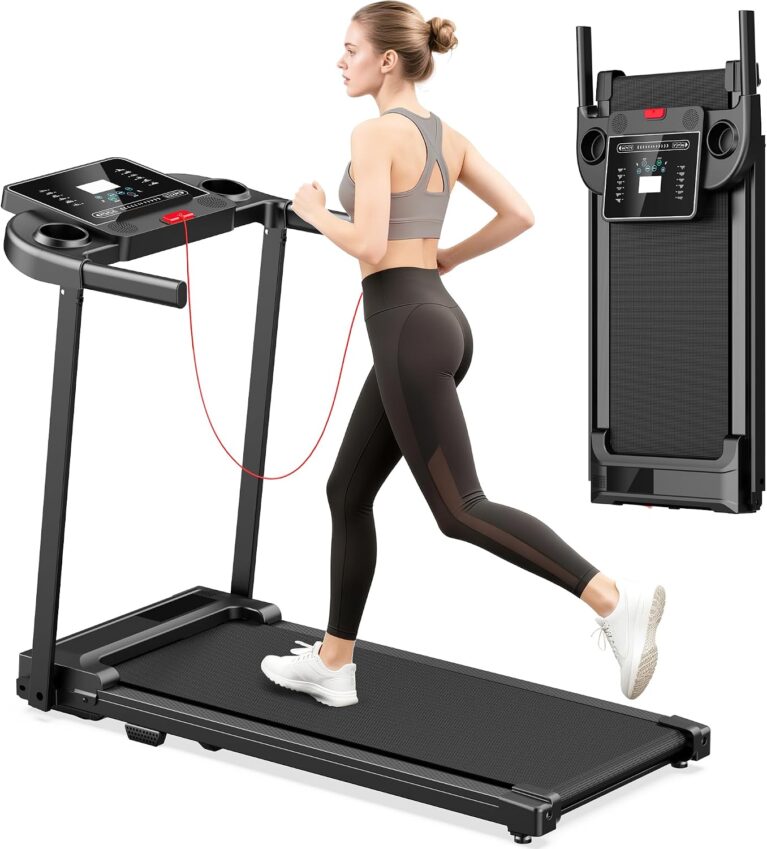 Treadmills for Home Walking Pad Machine- Foldable Treadmill with Handle Bar for Running Jogging Gym Compact Portable Small Caminadora Electrica Folding Quiet Tred Mills Motor & LED Dispay Pcrignbm