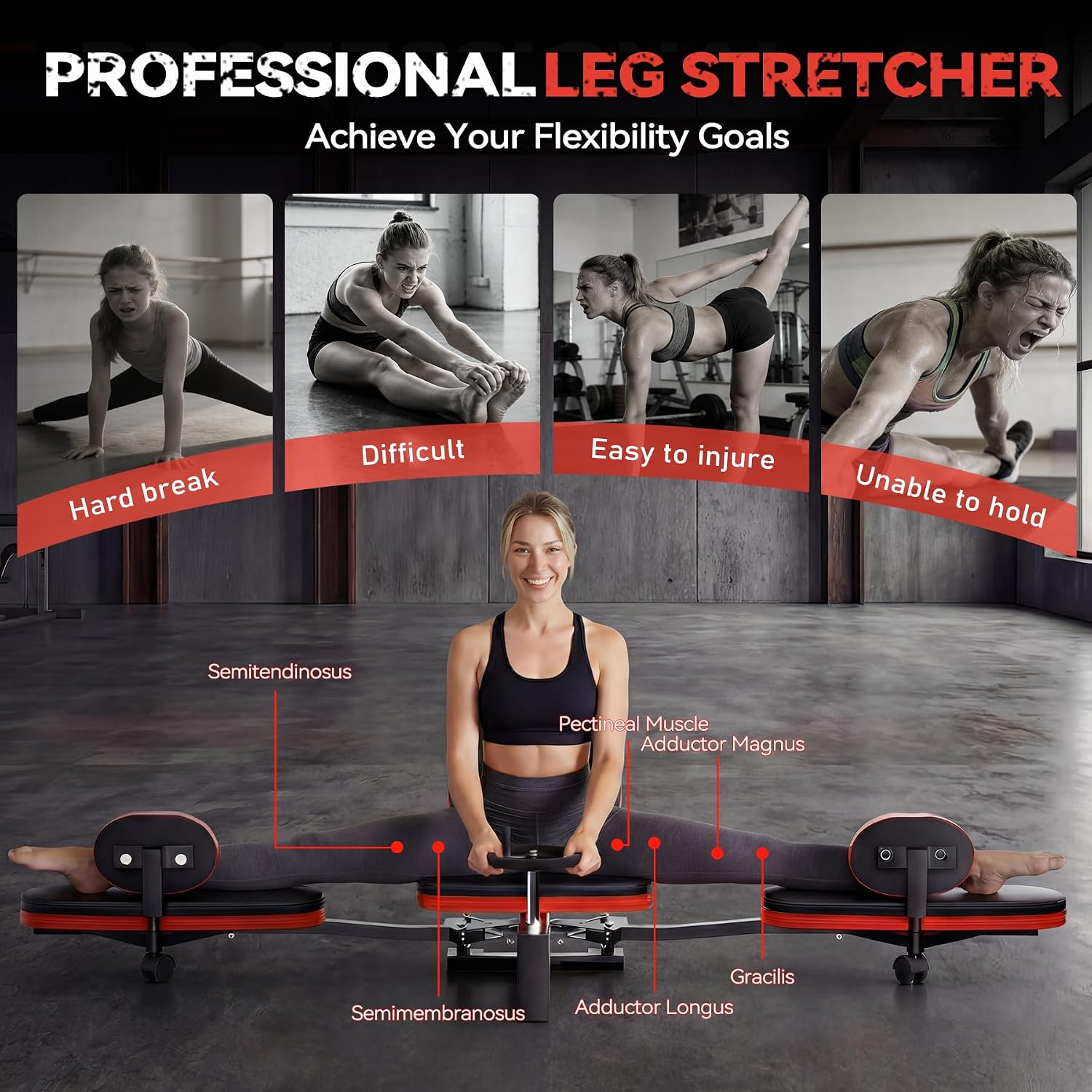 Rigel Leg Stretcher, 220LBS Leg Stretch Machine, Heavy Duty Steel Frame Equipment Splits Machine, Leg Stretching Training Machine for Home Gym Split Machine Training Fitness - Image 2