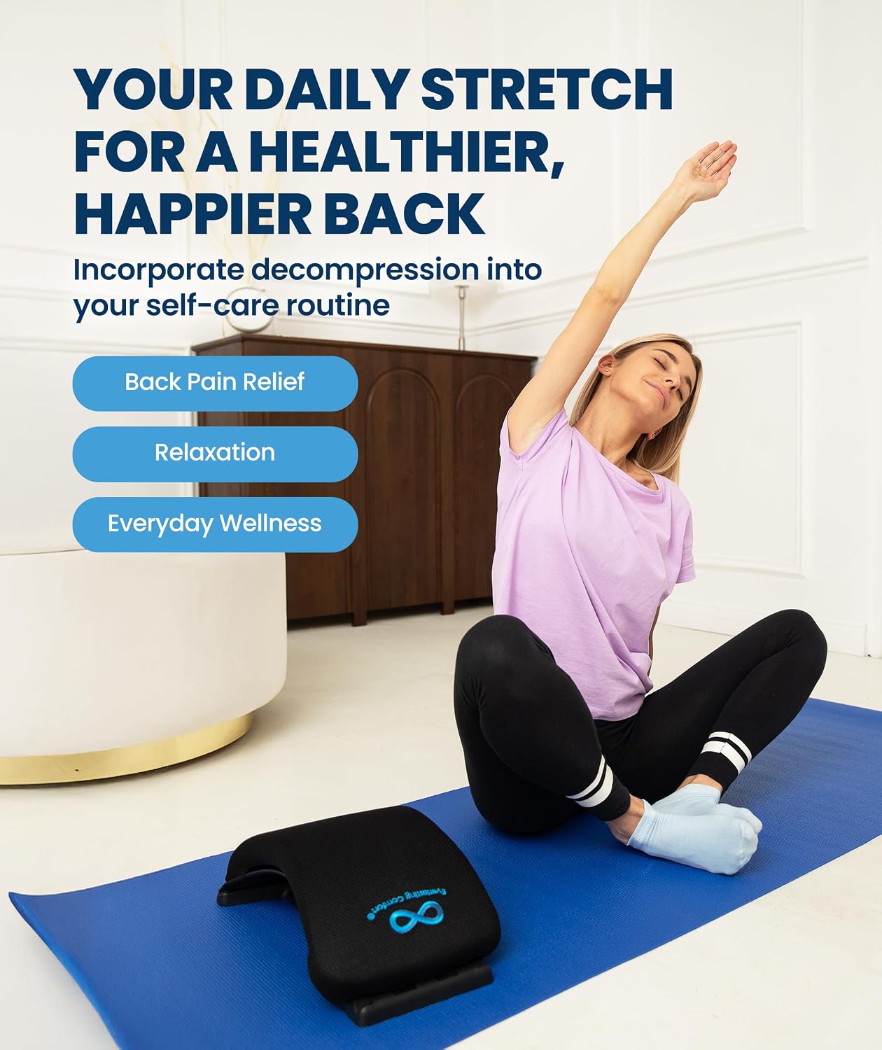 Everlasting Comfort Lumbar Support Board Back Stretcher for Lower Pain Relief - Adjustable Spine Decompression with 88 Acupressure Nodes - Back Cracking Device with Chair Strap for Posture Correction - Image 8