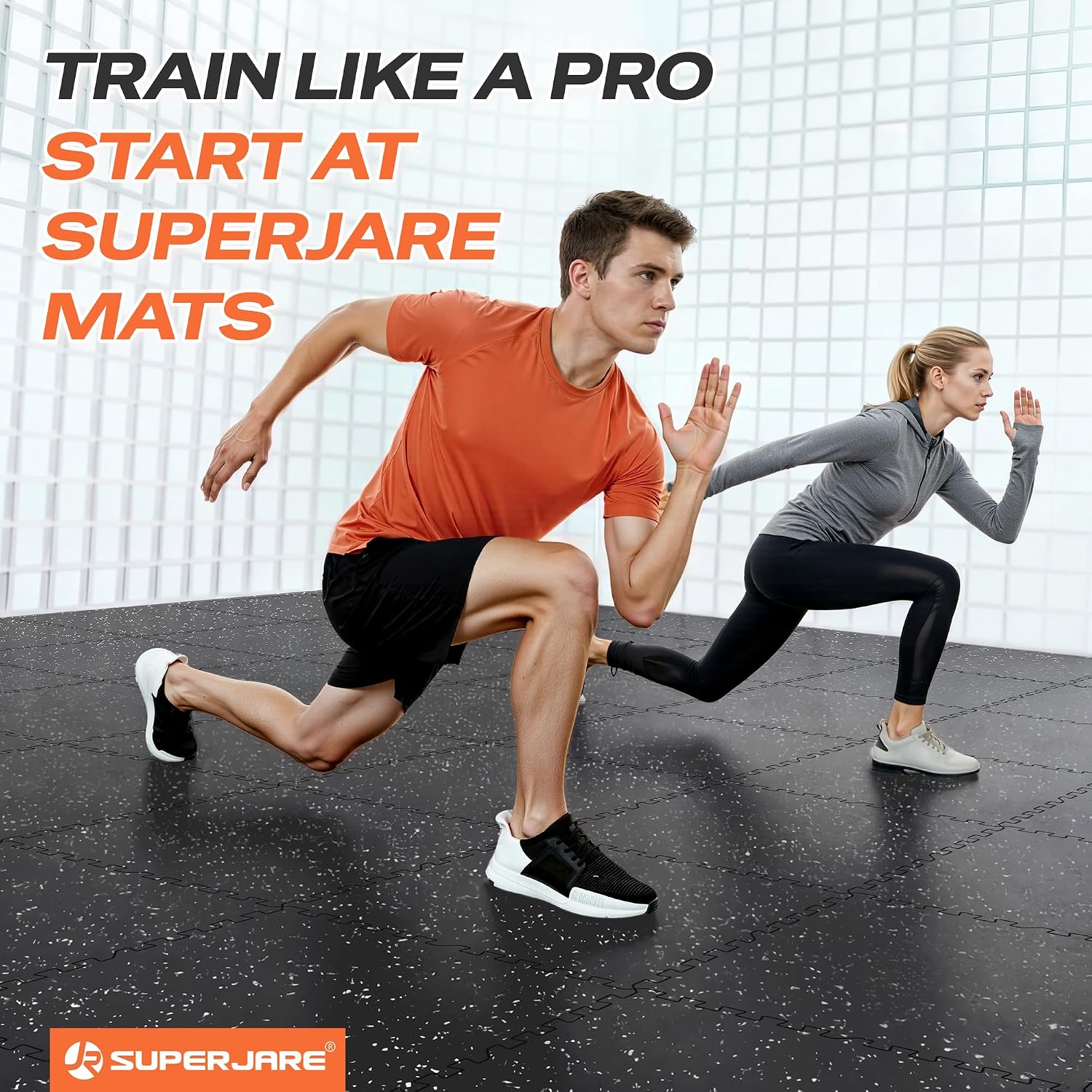 SUPERJARE 0.56'' Thick 48 Sq Ft Rubber Top Gym Flooring for Home Gym - Image 3