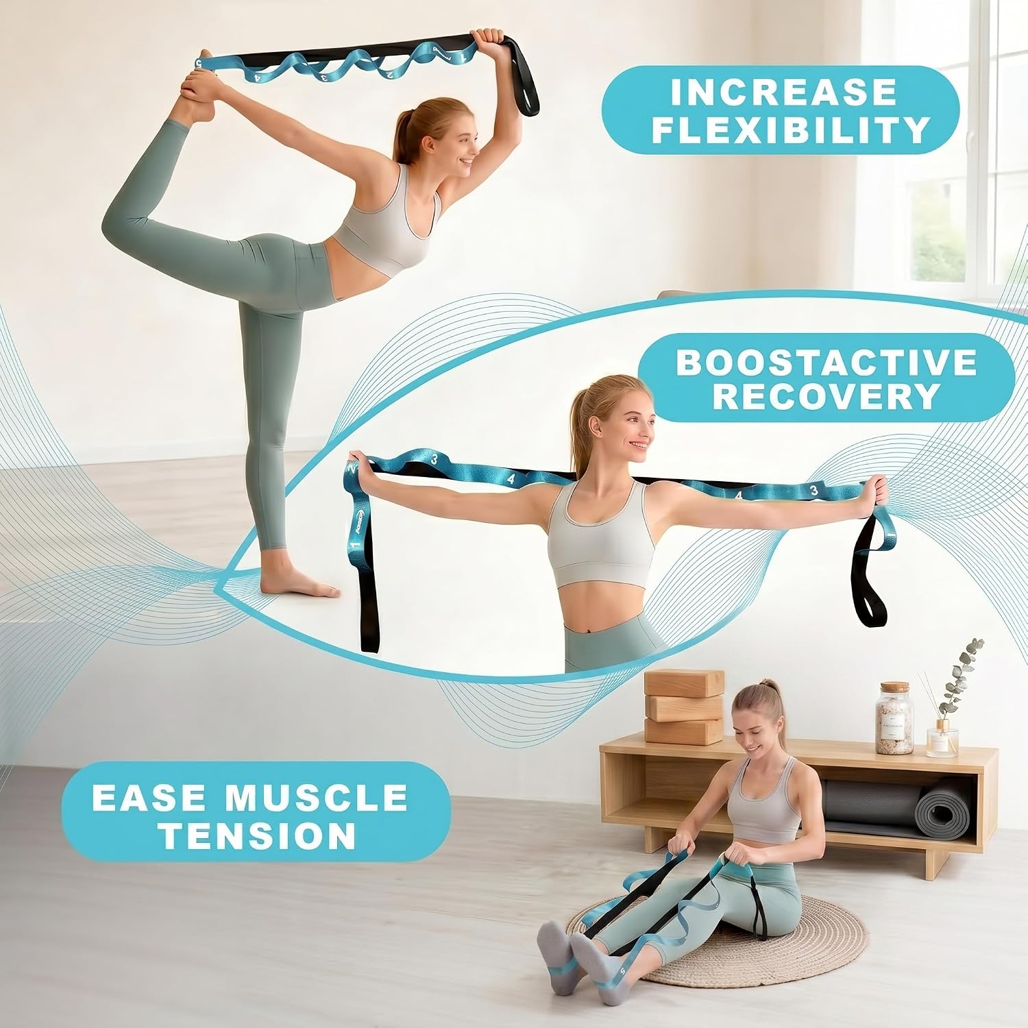 Acozycoo Stretching Strap with Loops for Physical Therapy,Knee,Calf,Back - Image 8