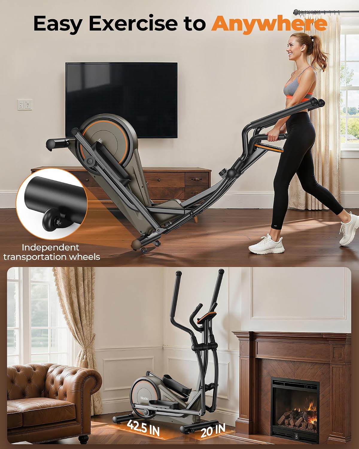 Niceday Elliptical Exercise Machine with 15.5IN/16IN/20IN Stride - Image 8