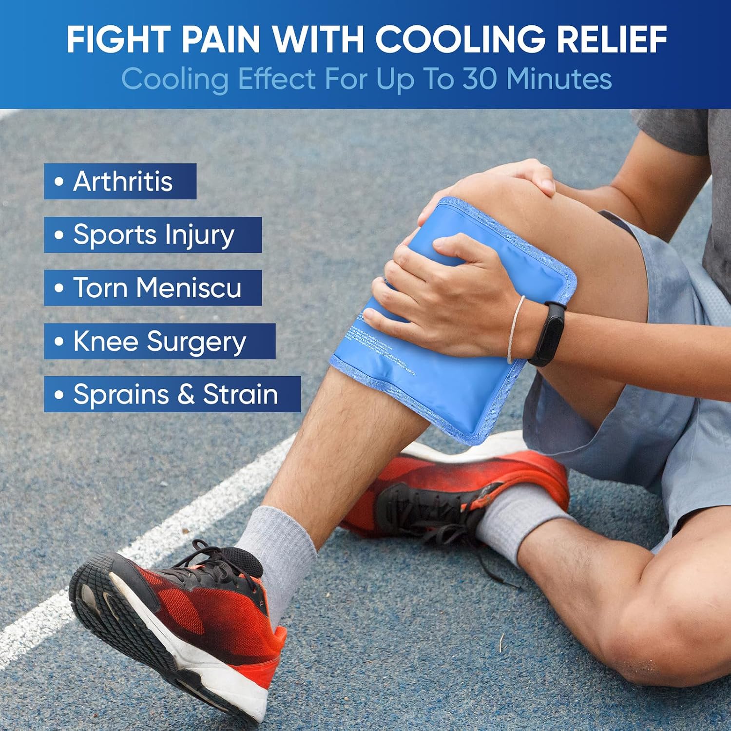APEXUP Gel Ice Packs for Injuries Reusable, Flexible Double Sided Cold Packs for Injuries, Ice Pack for Knee, Shoulder, Back, Hip, Leg, Arm (Blue, 11.5"x7.5", 1PK) - Image 7