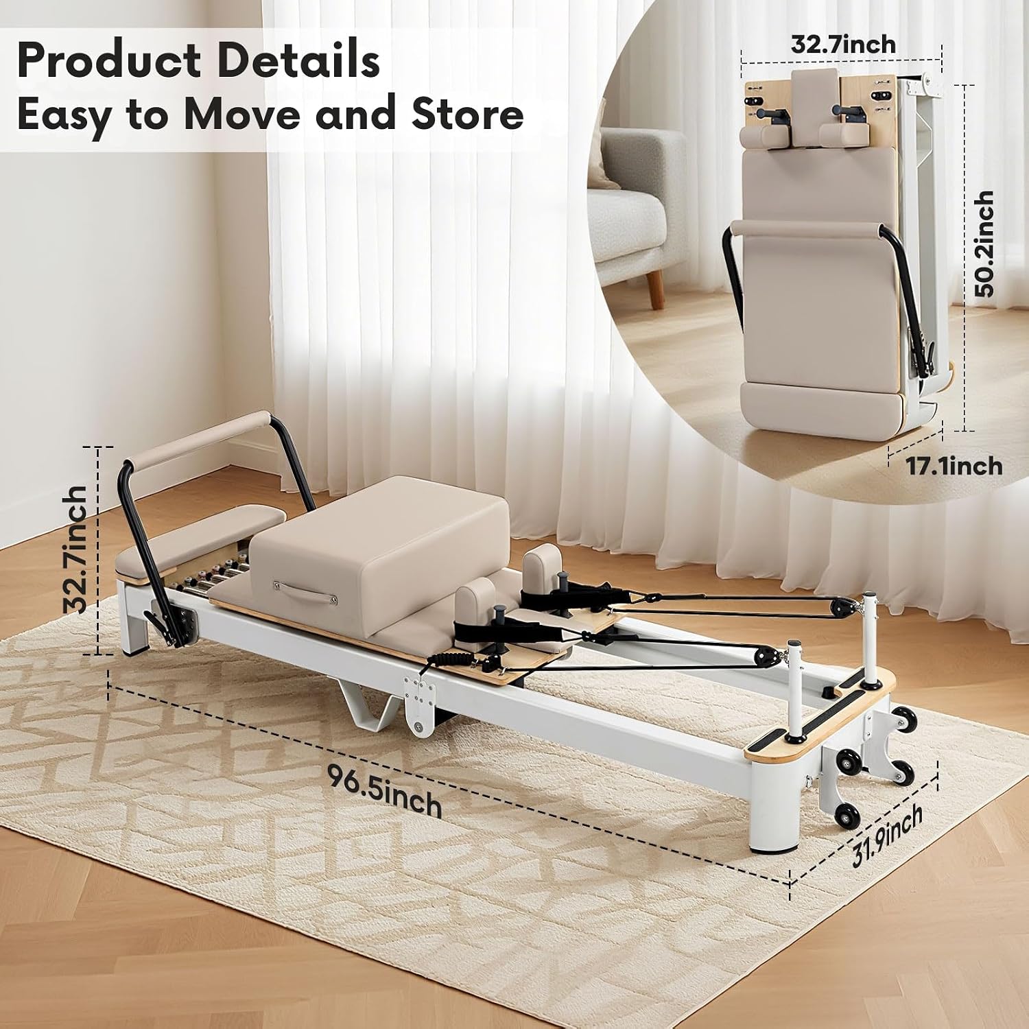 Ultra Foldable Pilates Reformer Studio Aluminum Pilates Machine - Image 2