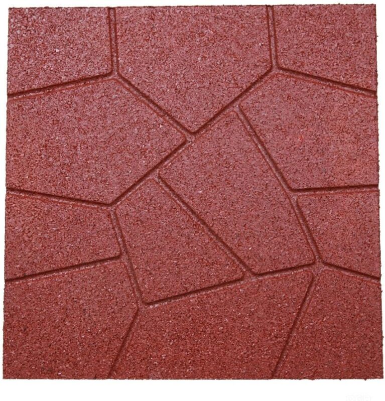 RevTime Dual-Side Garden Rubber Paver 16"x16" for Patio Paver, Step Stone and Walk Way, Safety Rubber Tile Red (6 PCS per Pack)
