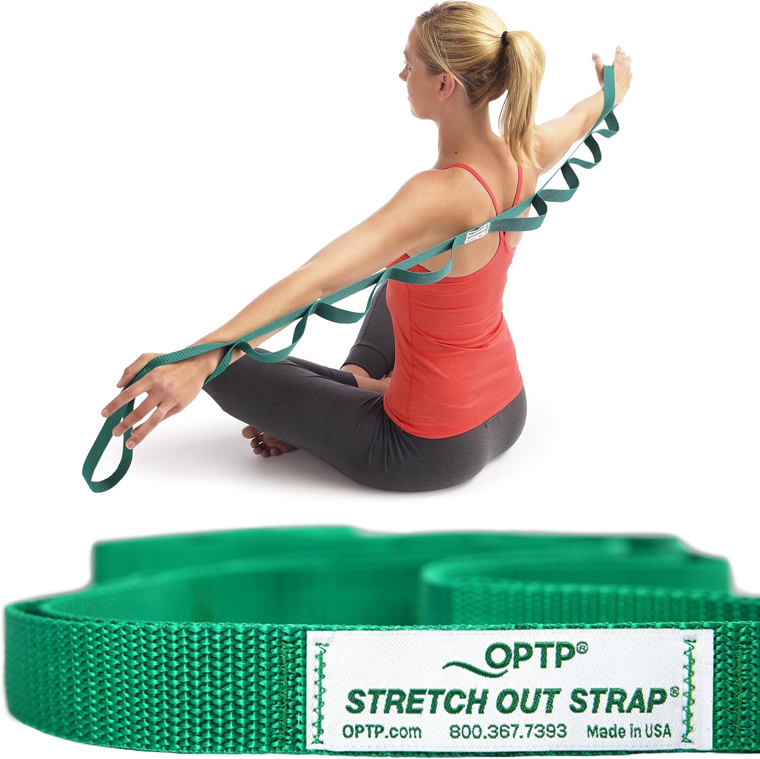 OPTP The Original Stretch Out Strap with Exercise Book, USA-Made Yoga Strap - Image 3
