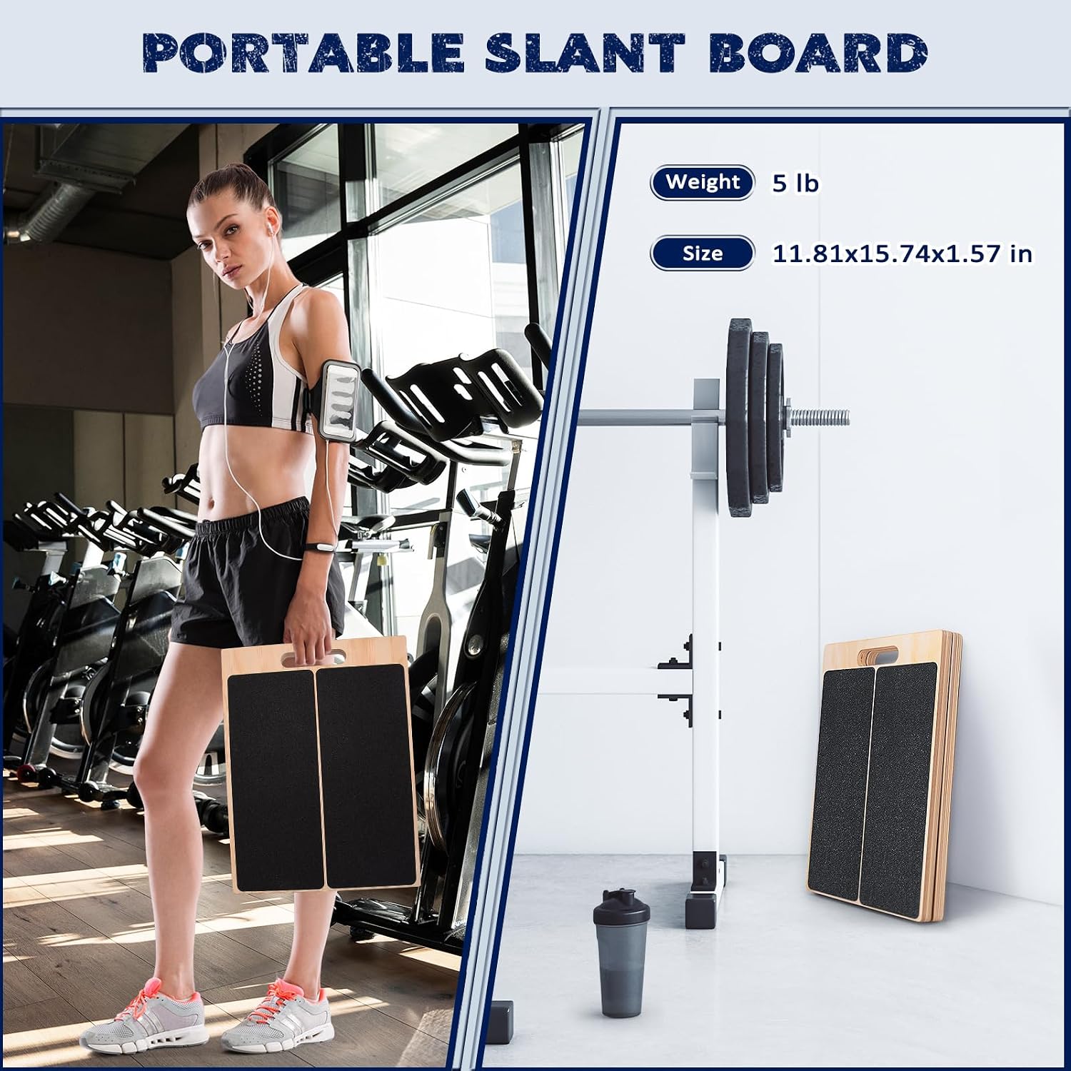 Portable Wooden Slant Board for Calf Stretching Squats Calf Stretcher Pilates Physical Therapy Equipment Adjustable Incline Board for Knees Ankle Heel Feet Leg - Image 2