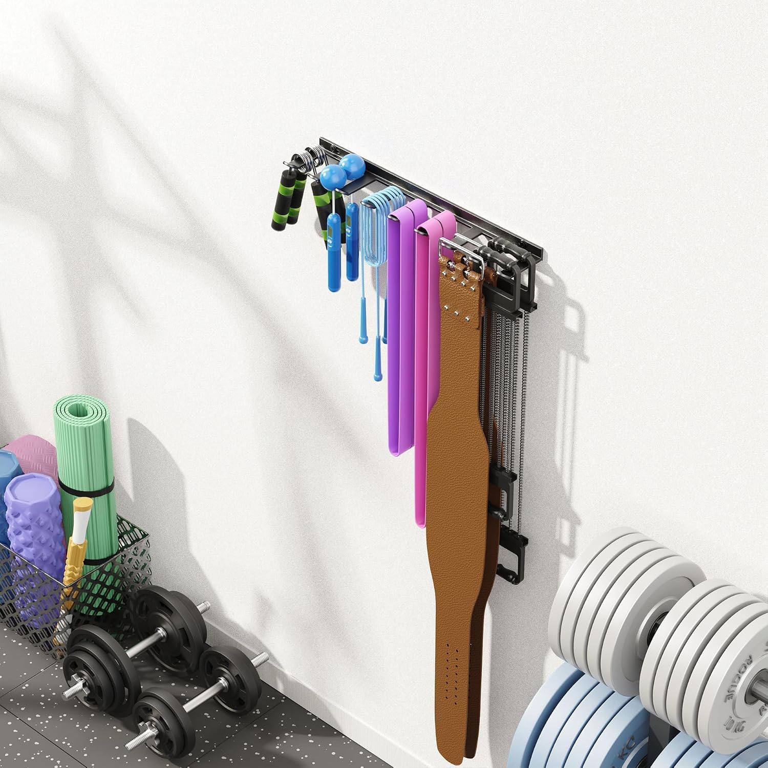 niffgaff Home Gym Storage Rack Organizer - Multi-Purpose Black Fitness Equipment Rack for Bands, Lifting Belts, Accessories - Image 3
