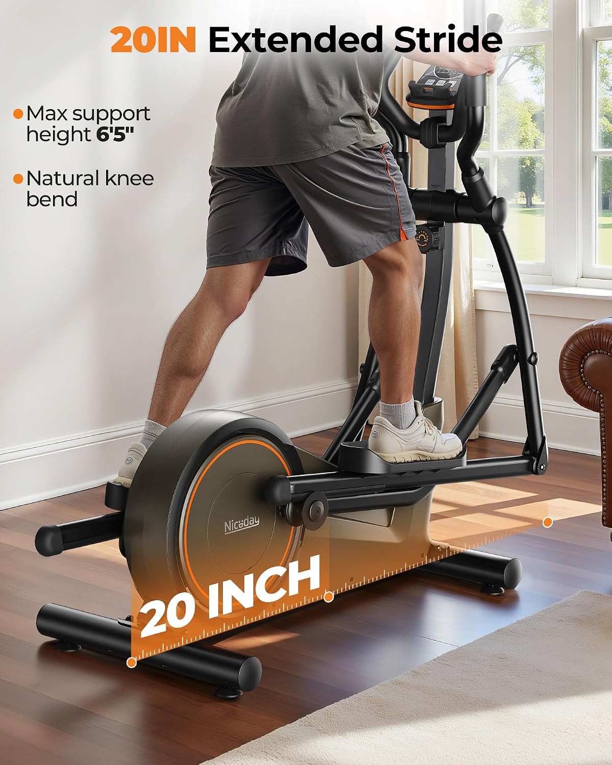 Niceday Elliptical Exercise Machine with 15.5IN/16IN/20IN Stride - Image 2