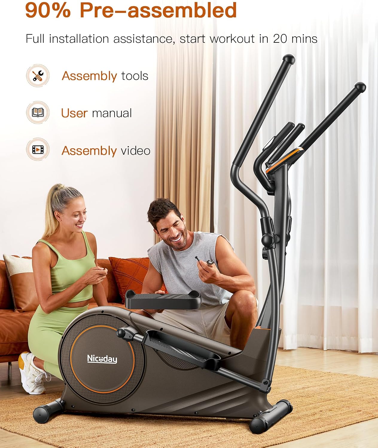 Niceday Elliptical Exercise Machine with 15.5IN/16IN/20IN Stride - Image 8