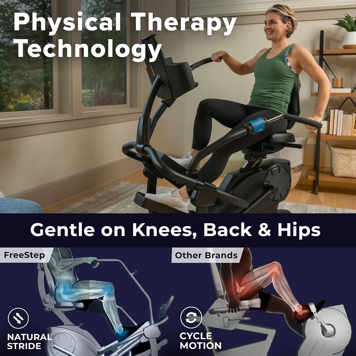 Teeter FreeStep Recumbent Cross Trainer Stepper, Zero-Impact Exercise Bike Alternative w/Patented Physical Therapy Stride, Up to 350lb, Free App w/Trainer Workouts - Image 2