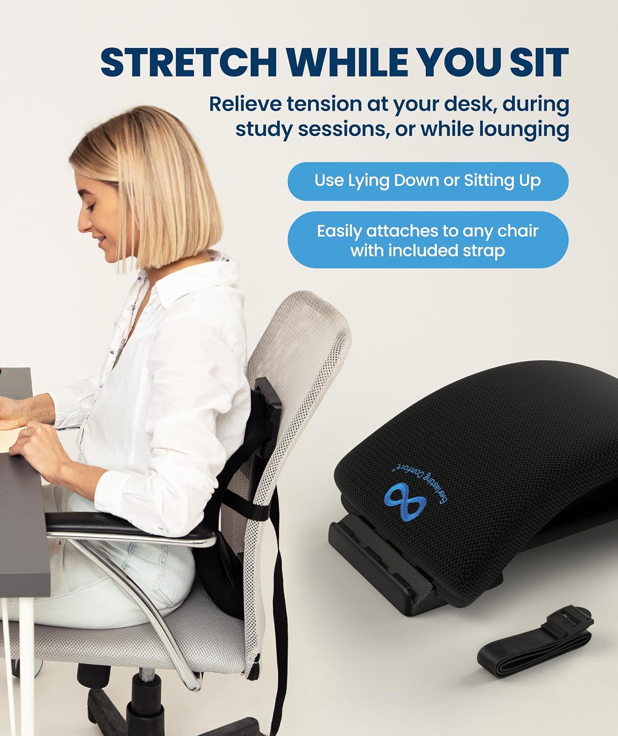 Everlasting Comfort Lumbar Support Board Back Stretcher for Lower Pain Relief - Adjustable Spine Decompression with 88 Acupressure Nodes - Back Cracking Device with Chair Strap for Posture Correction - Image 6