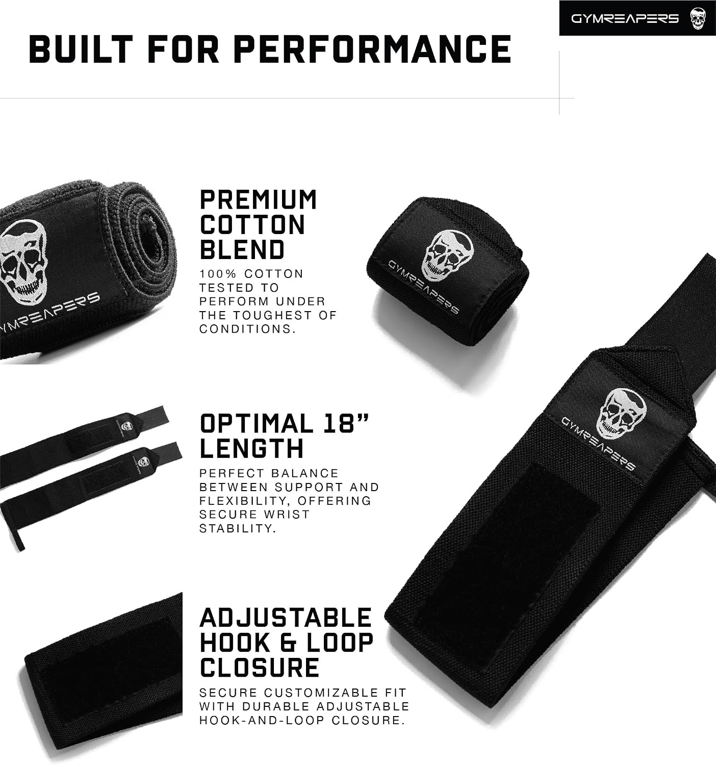 Gymreapers Weightlifting Wrist Wraps (IPF Approved) Professional Quality Wrist Support with Heavy Duty Thumb Loop - Best Wrap for Powerlifting Competition, Strength Training, Bodybuilding - Image 6