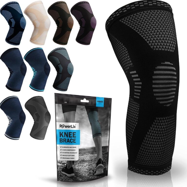 POWERLIX Knee Compression Sleeve - Best Knee Brace for Men & Women – Knee Support for Running, Basketball, Weightlifting, Gym, Workout, Sports, (Black, Large)