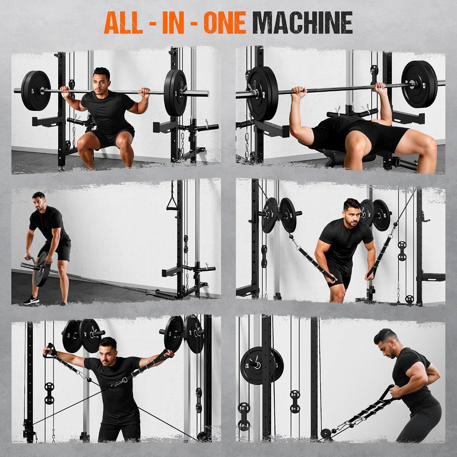 WM3-V4 Folding Squat Rack, Wall Mounted Power Rack with Dual Independent Pulley System, Functional Trainer with 5 Adjustable Function Modes for Space Saving - Image 8