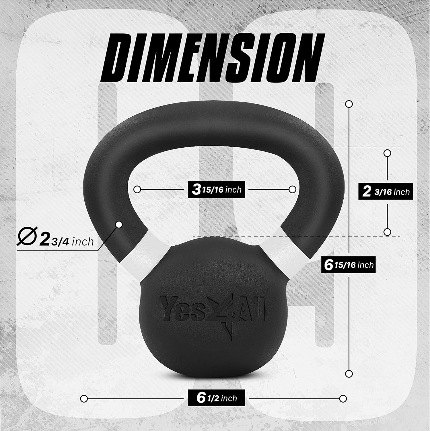 Yes4All Powder Coated Kettlebell, 9–88 lb Cast Iron Weights - Image 2