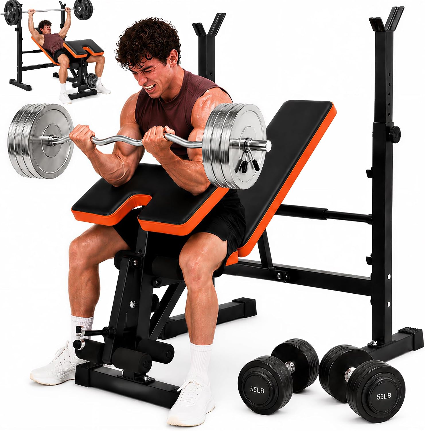 YOLEO 880-1980LBS ASTM-Certified All in One Weight Bench Set Home Strength