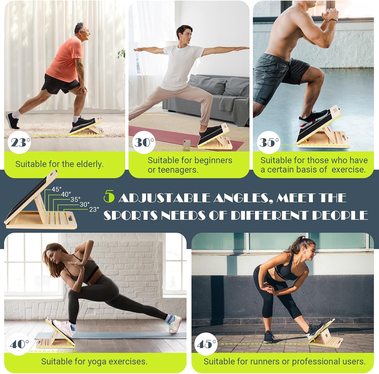 Slant Board Calf Stretching, 460 LBS Capacity Portable Wooden Incline Board - Image 5