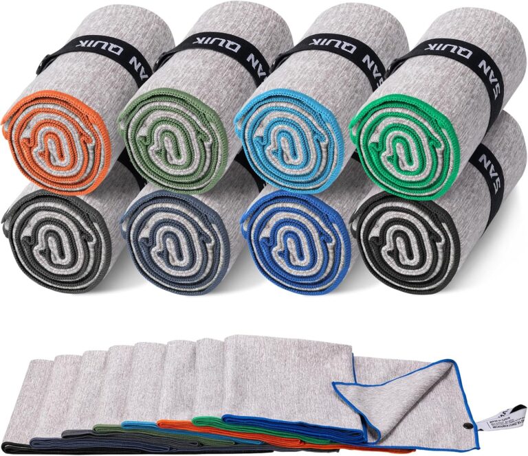 Microfiber Gym Towels 8 Pack, Quick Dry Silver ION Odor-Free Sweat Towel for Gym Men & Women Super Absorbent Fast Drying for Workout, Yoga, Running, Hiking, Travel（Forest Color,16x31.5Inch ）