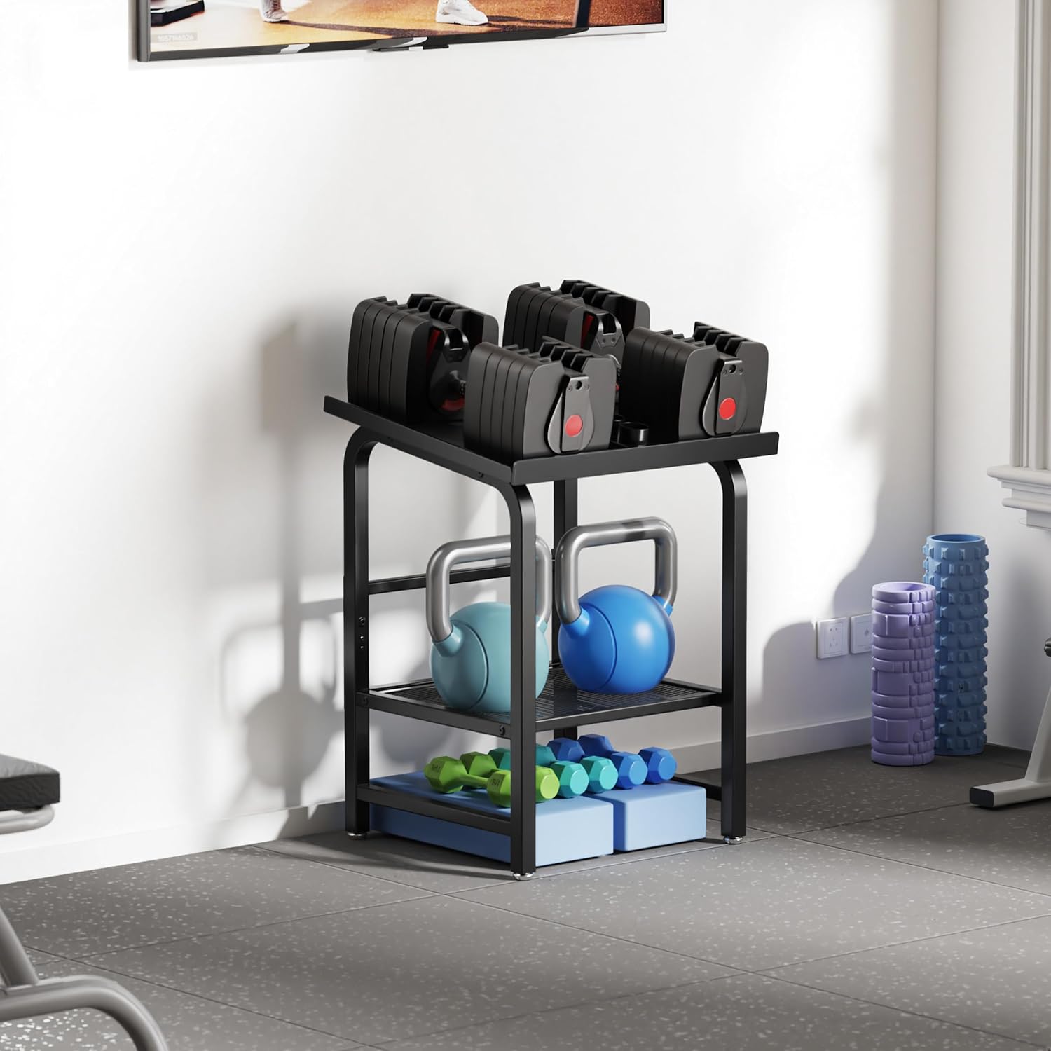 Dumbbell Rack Only Weight Stand Fits For Adjustable Weight 500lbs Load up Heavy Duty Kettlebell Stand for Home Gym(No Dumbbell, Rack Only) - Image 3