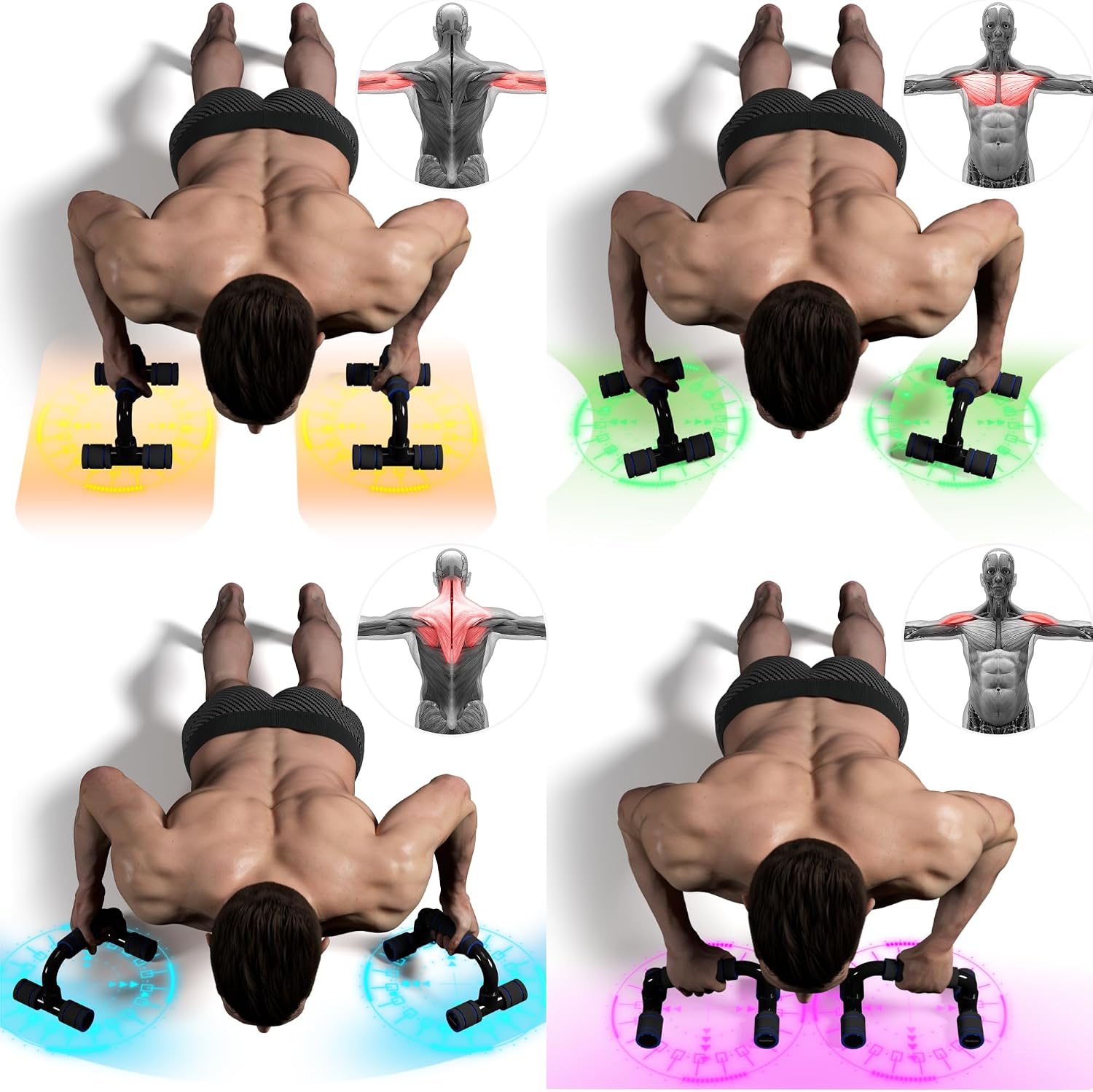 READAEER Push Up Bars Gym Exercise Equipment Fitness 1 Pair Pushup Handles with Cushioned Foam Grip and Non-Slip Sturdy Structure Push Up Bars for Men & Women - Image 2