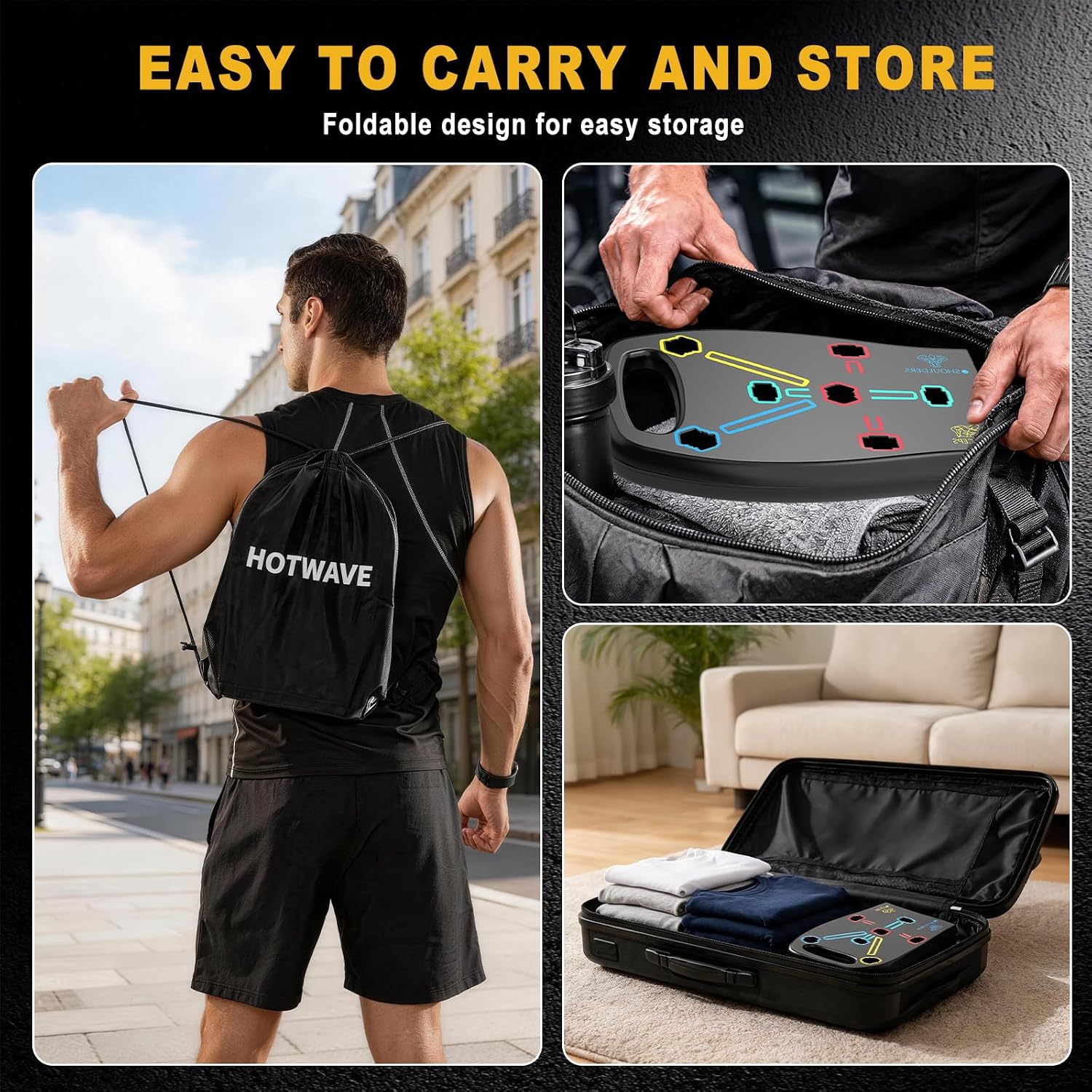 HOTWAVE Push Up Board, Portable Pushup Board for Men, Foldable Push Up Bar - Image 7