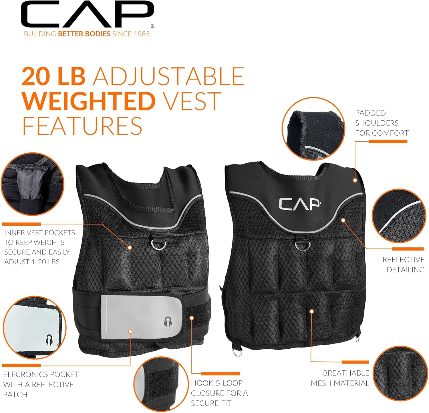 CAP Adjustable Weighted Vest 20–150 lbs for Strength Training, Running & Workouts, Weight Vest for Men & Women, Fitness Training Vest - Image 3