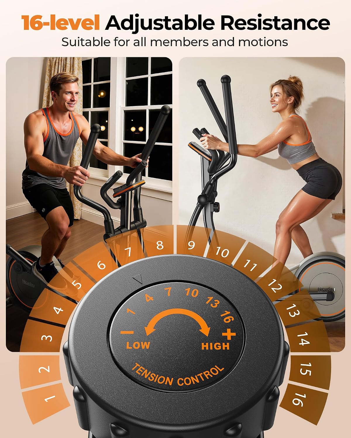 Niceday Elliptical Exercise Machine with 15.5IN/16IN/20IN Stride - Image 6