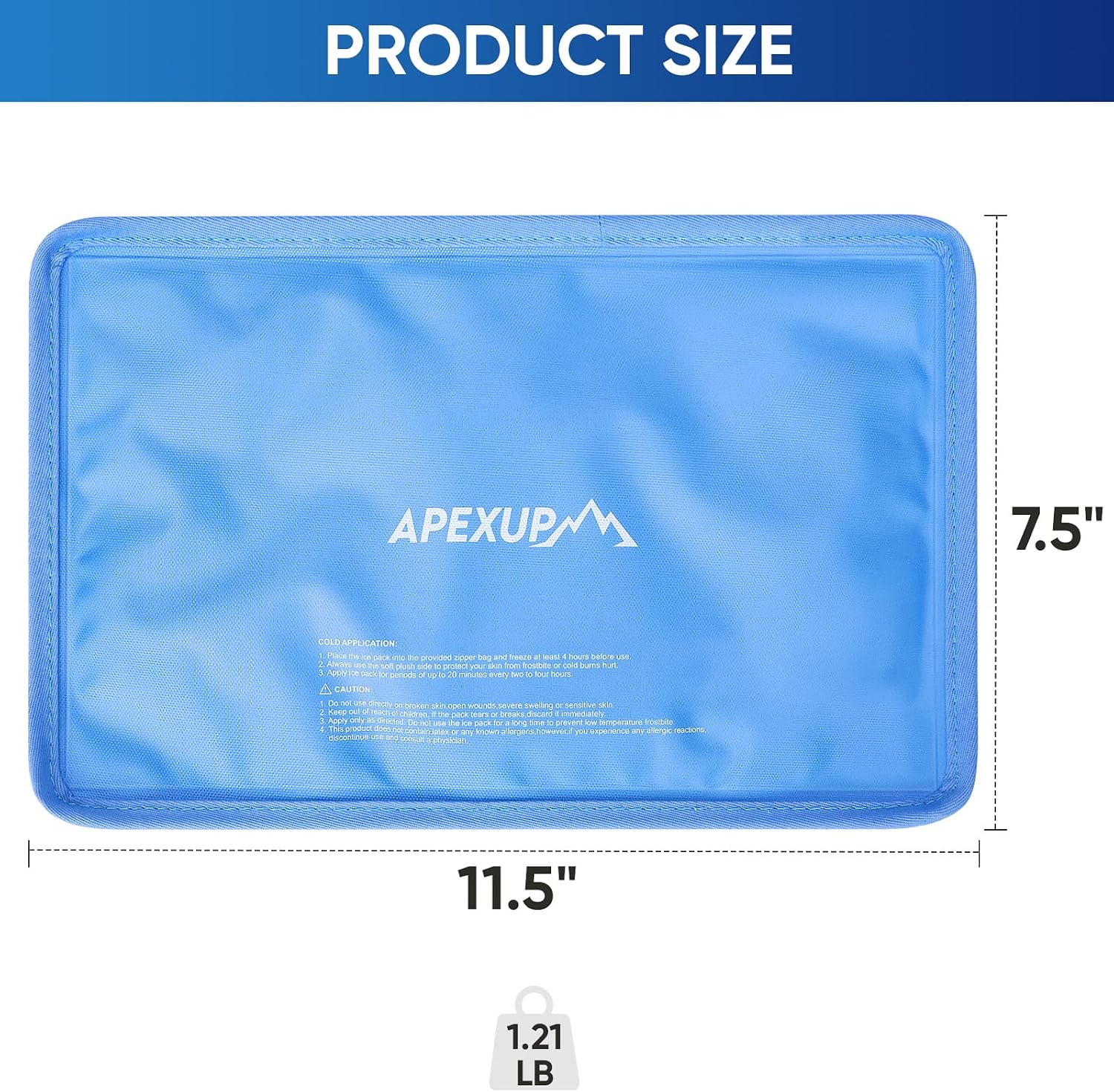 APEXUP Gel Ice Packs for Injuries Reusable, Flexible Double Sided Cold Packs for Injuries, Ice Pack for Knee, Shoulder, Back, Hip, Leg, Arm (Blue, 11.5"x7.5", 1PK) - Image 4