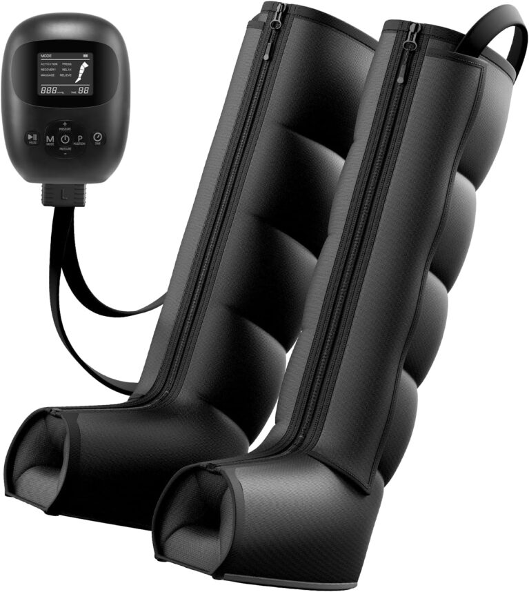 Air Compression Leg Recovery Boots : Dual-Power Sequential Compression System Device with Smart Pressure Sensor, 6 Modes & 14 Positions Foot and Leg Massage Max, Gifts for Athletes (Max)