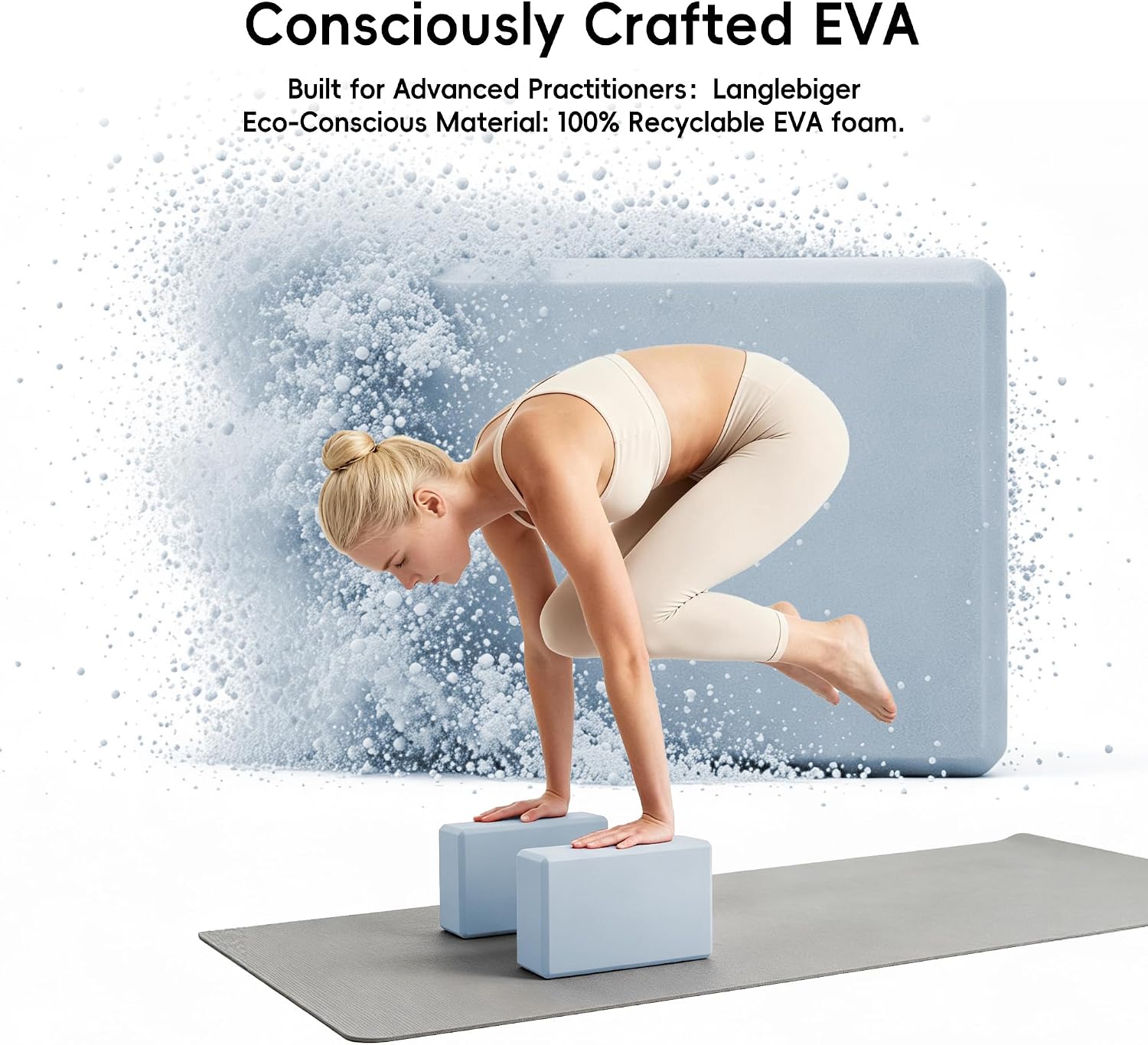 High Density EVA Yoga Blocks 2 Pack, 280g Pro-Level Exercise Brick (46-50 Shore C Firmness), Odor-Free & Non-Slip Foam Props for Yoga, Pilates & Stretching - Image 5