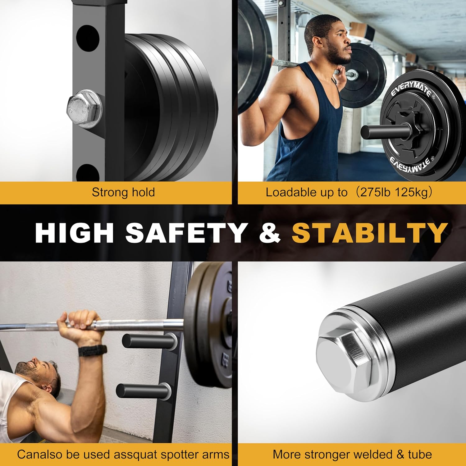 EVERYMATE Weight Plate Holder Power Rack Attachment 2 Inch Olympic Plate Storage Power Squat Rack Holder Weight Plates for 2x2 3x3 2x3 Power Cage Accessories Weight Plate Rack - Image 6