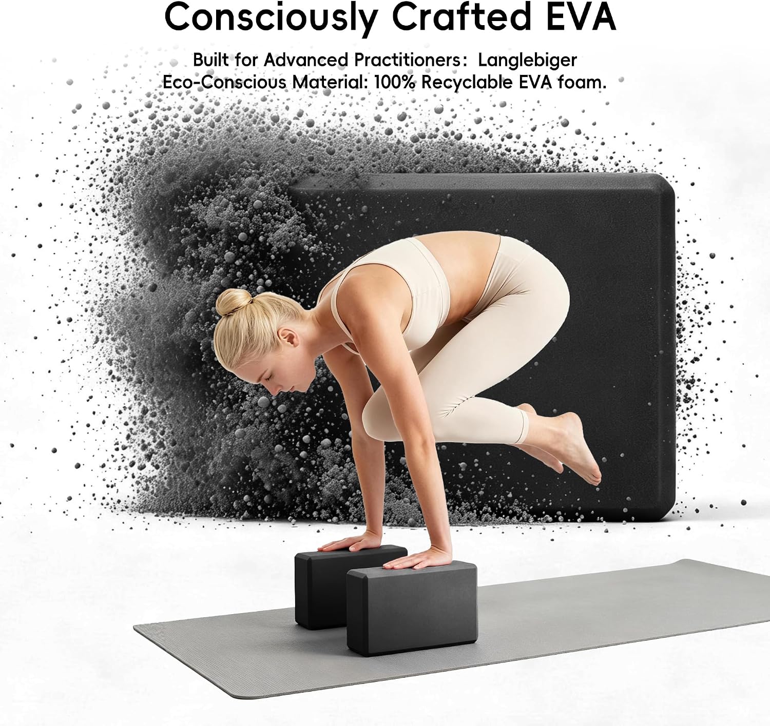 High Density EVA Yoga Blocks 2 Pack, 280g Pro-Level Exercise Brick (46-50 Shore C Firmness), Odor-Free & Non-Slip Foam Props for Yoga, Pilates & Stretching - Image 6